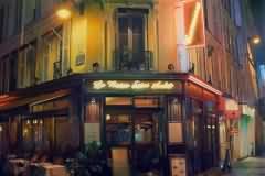Illuminated Bistro Saint Andre, Paris
