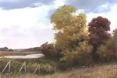 Autumn, fabric on cardboard